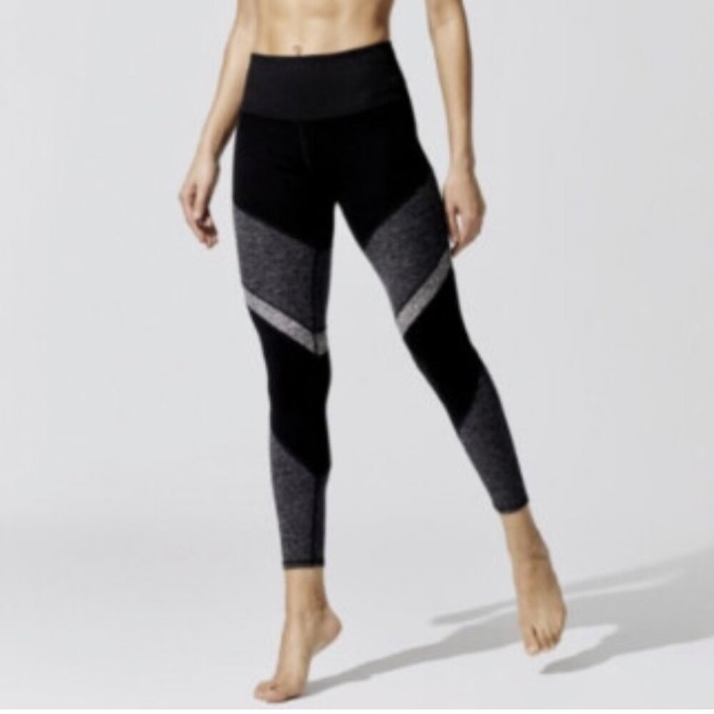 ALO Yoga 7/8 High-Waist AloSoft Sheila Legging Black Gray High Rise Stripe Sz XS